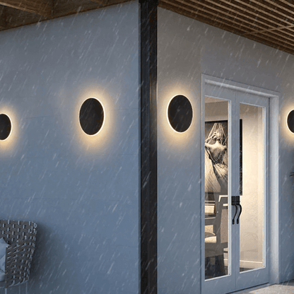 Rund LED-udendørslampe i metal