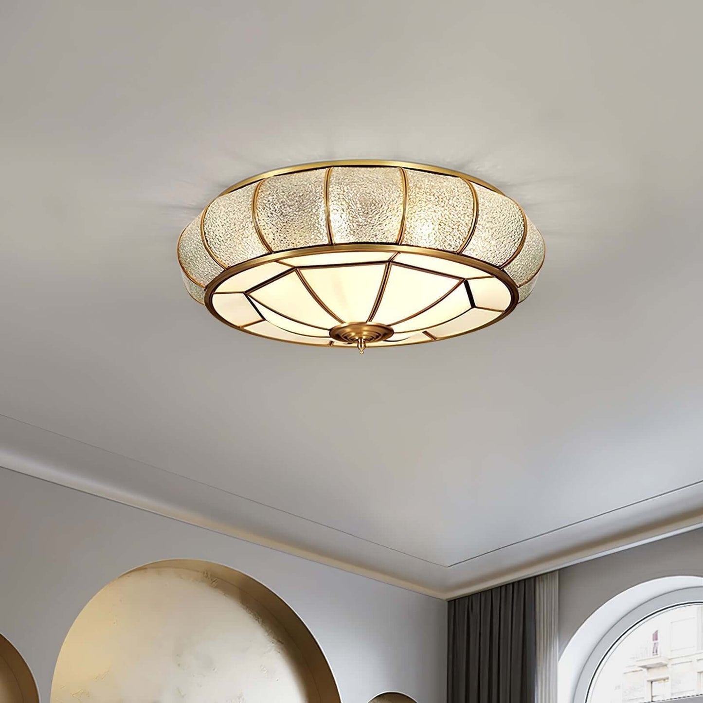 Loftslampe i Tekstureret Glas