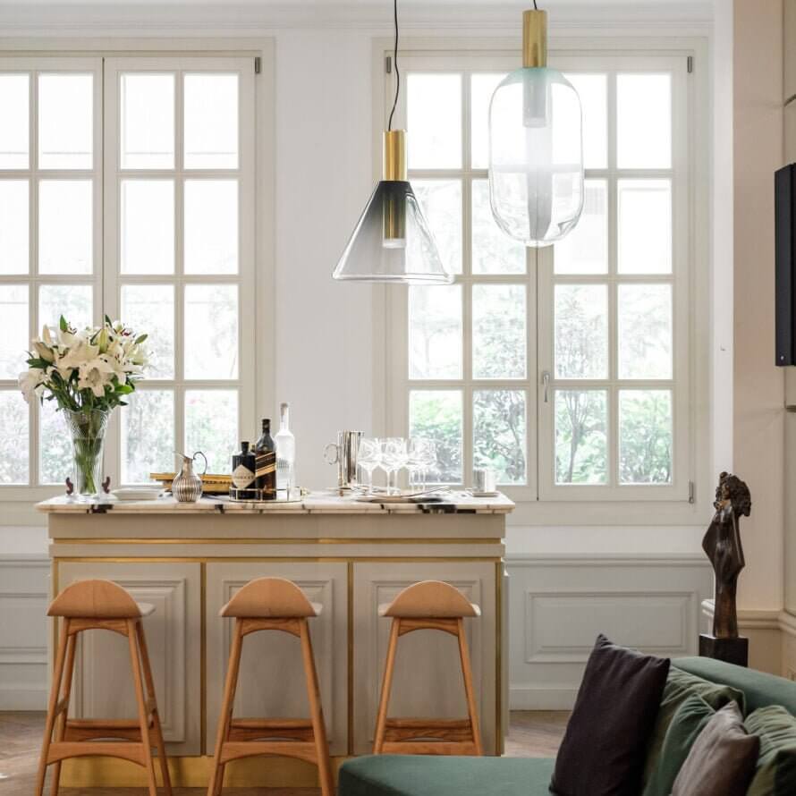 Elegant Pendel Lampe i Glas & Metal - Isabel