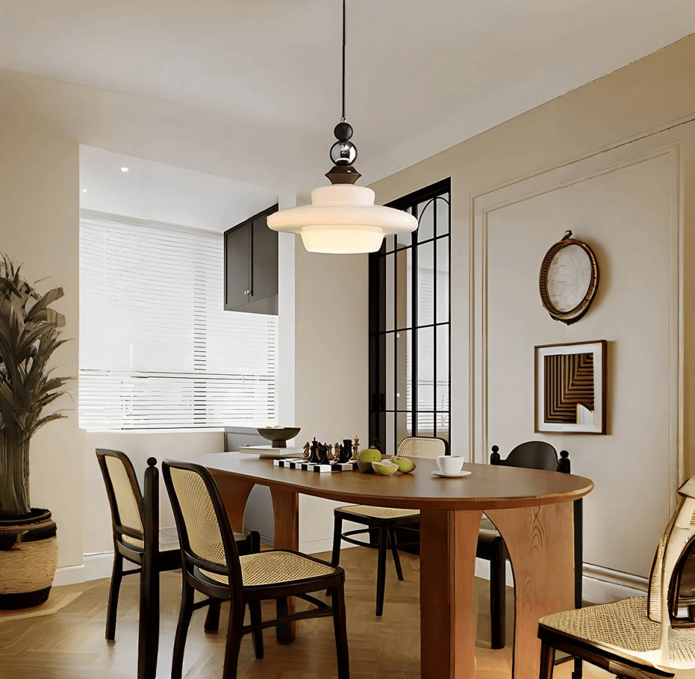 Elegant Beige Glas Pendellampe - Middelalderlig Stil
