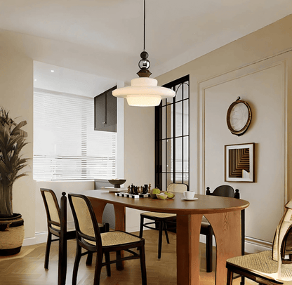Elegant Beige Glas Pendellampe - Middelalderlig Stil