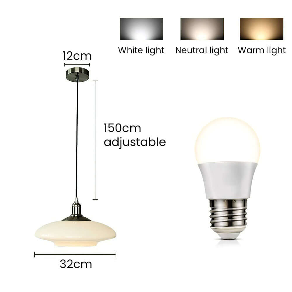 Elegant Hvid Glas Pendel - Moderne Design