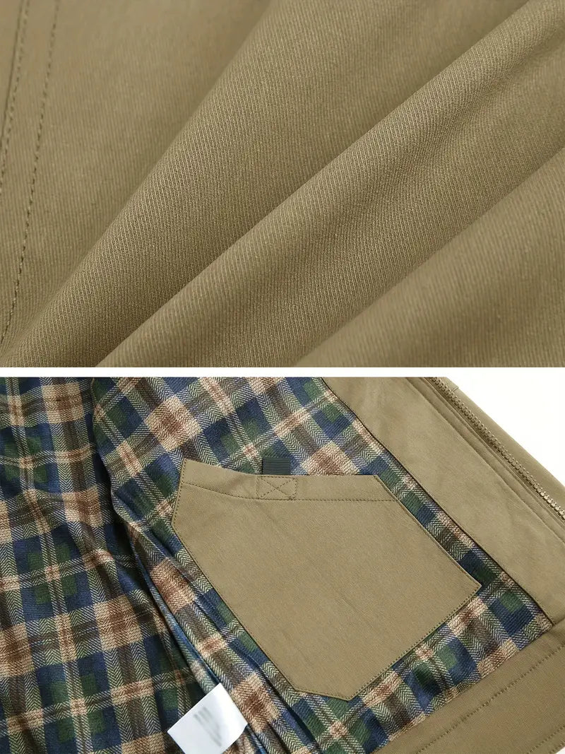 "Åndbar herre udendørs jakke, 100% nylon, vandafvisende med lommer, opstående krave, grå farve, casual fit"