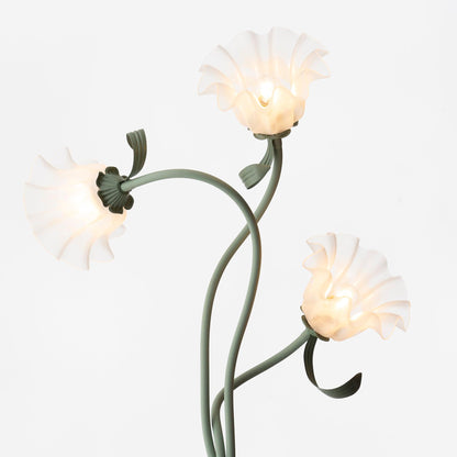 Elegant Blomster Gulvlampe i Mat Grøn