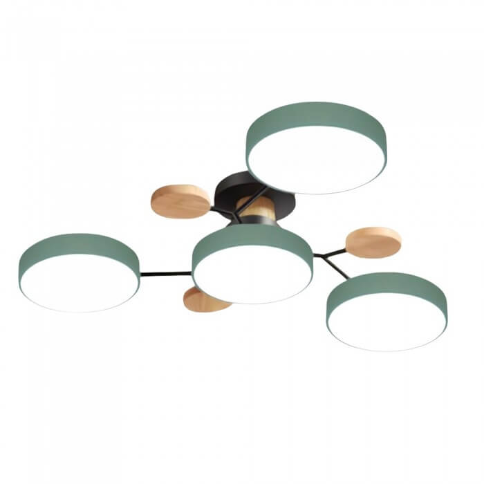 Forgrenet LED-loftslampe i træ og metal