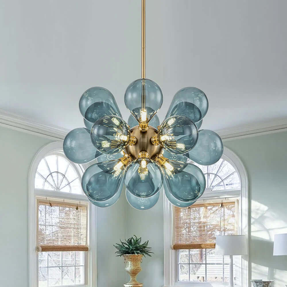 Elegant Blå Boblelysekrone - 65cm
