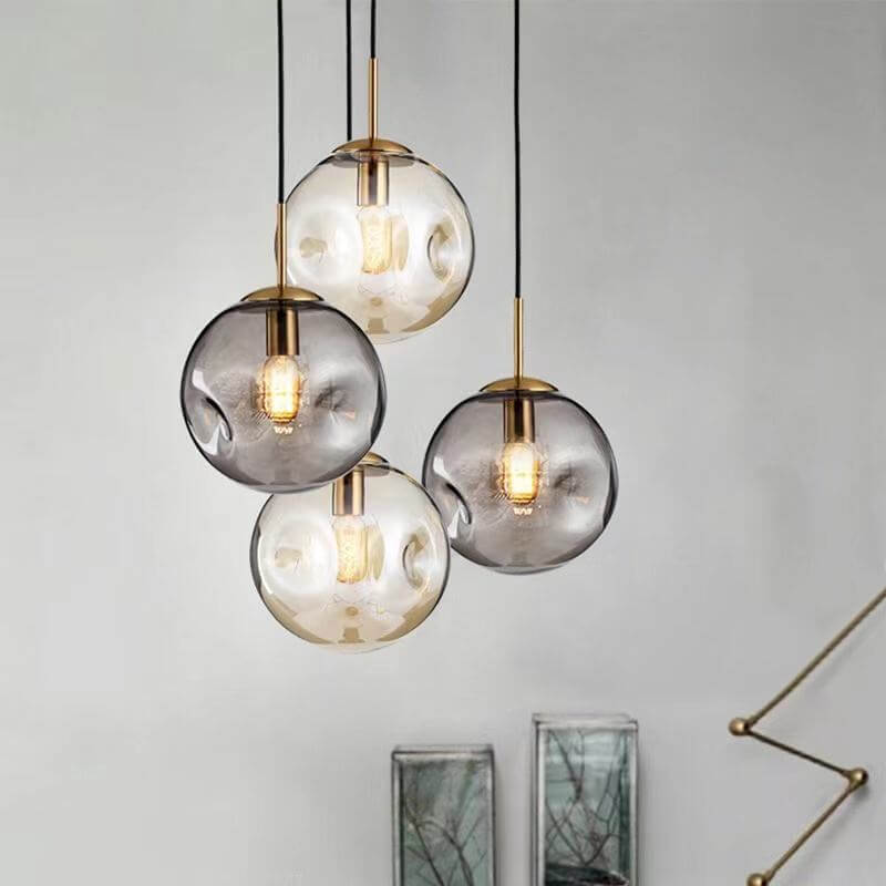Elegant Sfærisk Glas Pendellampe - 25cm