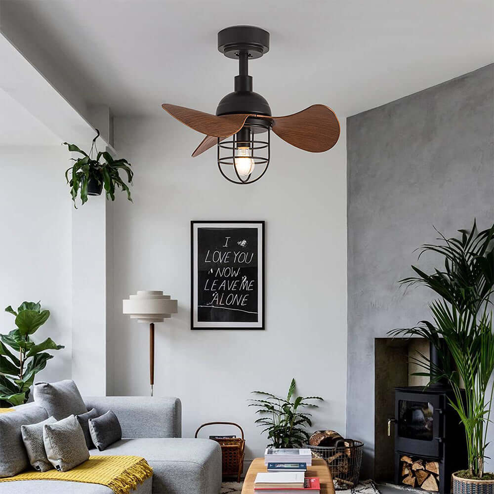 Moderne loftsventilator med lys i mørk valnød 56 cm