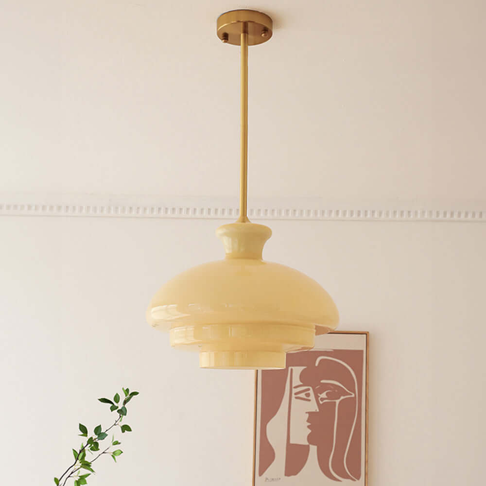 Elegant Cremefarvet Glas Pendellampe