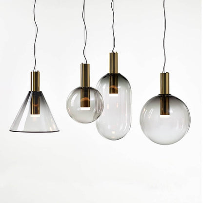 Elegant Pendel Lampe i Glas & Metal - Isabel