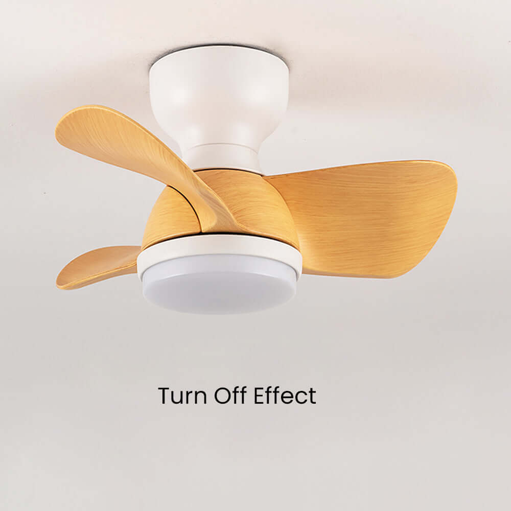 Loftsventilator i træ med LED-lys