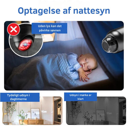"Bærbart NanoWatch WiFi kamera med 1080p HD og 120° vidvinkellinse, magnetisk base, sort diskret design"