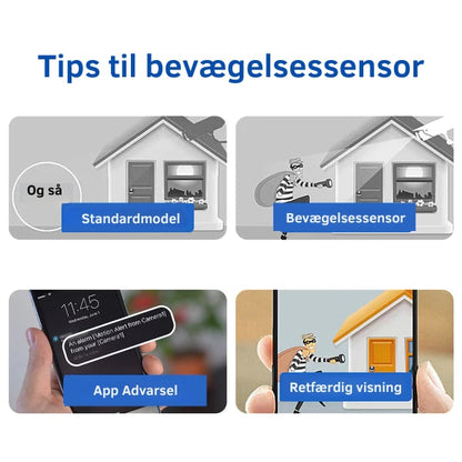 "Bærbart NanoWatch WiFi kamera med 1080p HD og 120° vidvinkellinse, magnetisk base, sort diskret design"