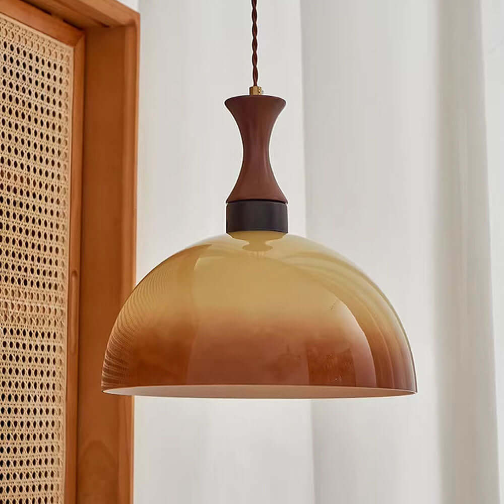 Ravfarvet Retro Glas Pendellampe - 30cm
