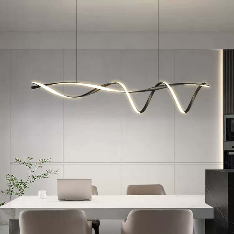 Moderne LED Lysekrone i Sort - 116cm