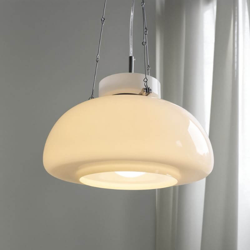 Mælkeagtig Glas Pendellampe - 40cm