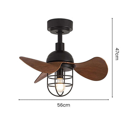 Moderne loftsventilator med lys i mørk valnød 56 cm