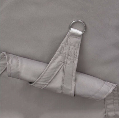 "Beige skyggetelt til terrassen med UV-beskyttelse, minimalistisk design og vandafvisende materiale, perfekt til haven."