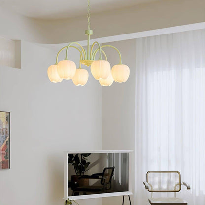 Elegant Matcha Lysekrone i Tulipandesign