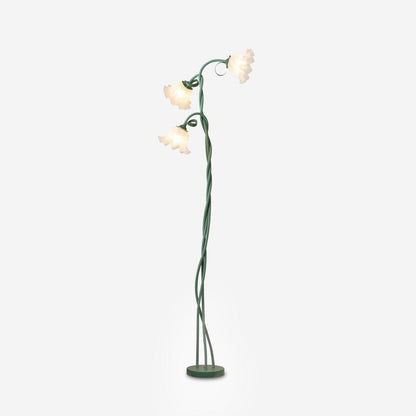 Elegant Blomster Gulvlampe i Mat Grøn