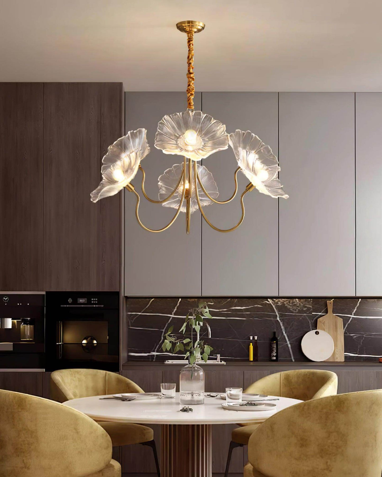 Elegant Blomsterlysekrone i Glas