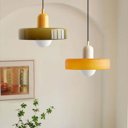 Farvet Glas Pendellampe - Bauhaus Design