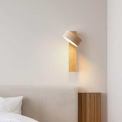 Drejelig Væglampe i Natursten og Træ - LED