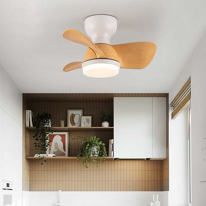 Loftsventilator i træ med LED-lys