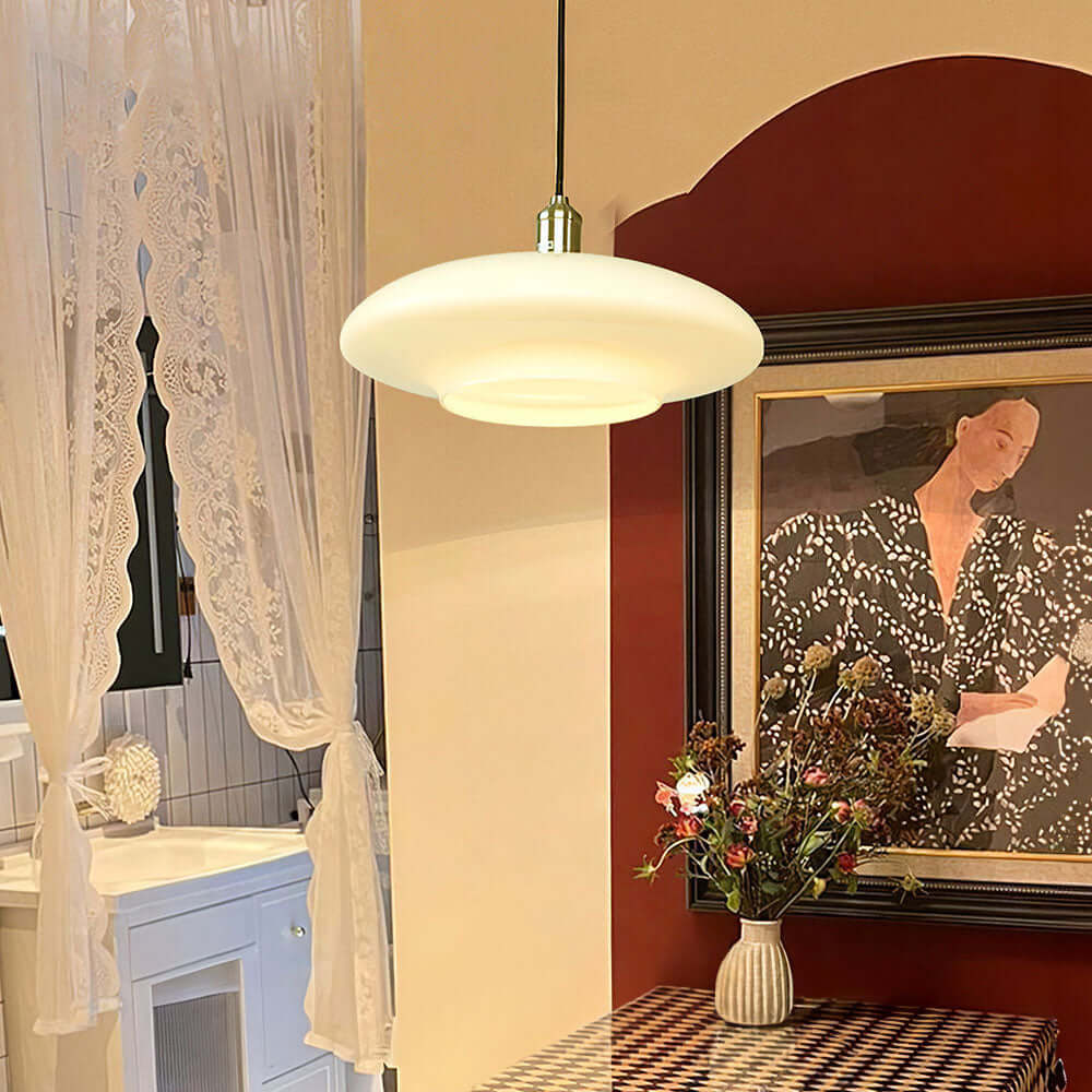 Elegant Hvid Glas Pendel - Moderne Design