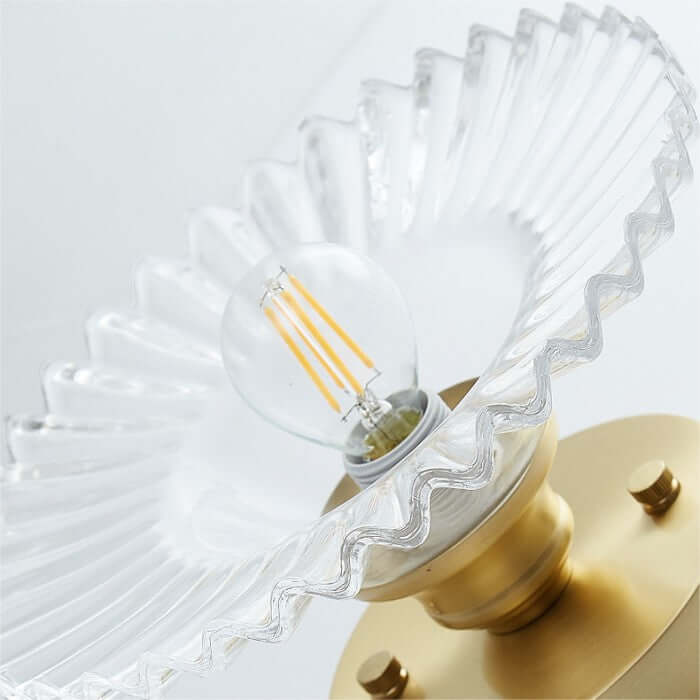Vintage loftslampe i klart glas med rillede kronblade