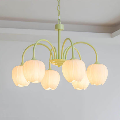 Elegant Matcha Lysekrone i Tulipandesign