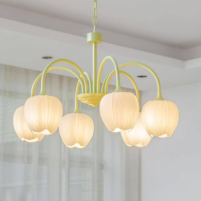 Elegant Matcha Lysekrone i Tulipandesign