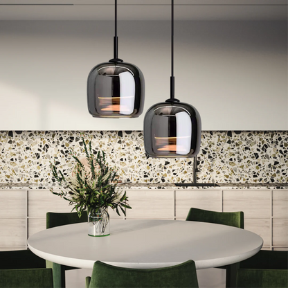 Elegant Sort Glas Pendellampe