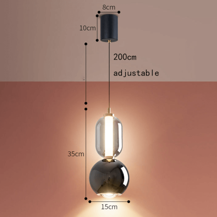 Elegant Pendel i Jern og Glas - 15cm