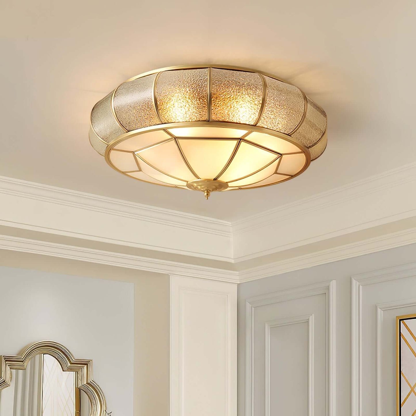 Loftslampe i Tekstureret Glas