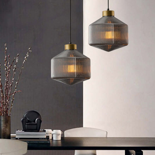 Elegant Drum Pendel Lampe i Glas