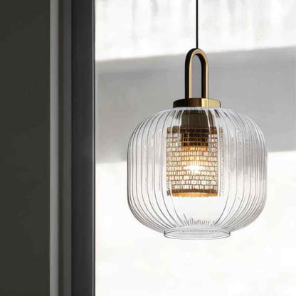 Elegant Stribet Glas Pendellampe
