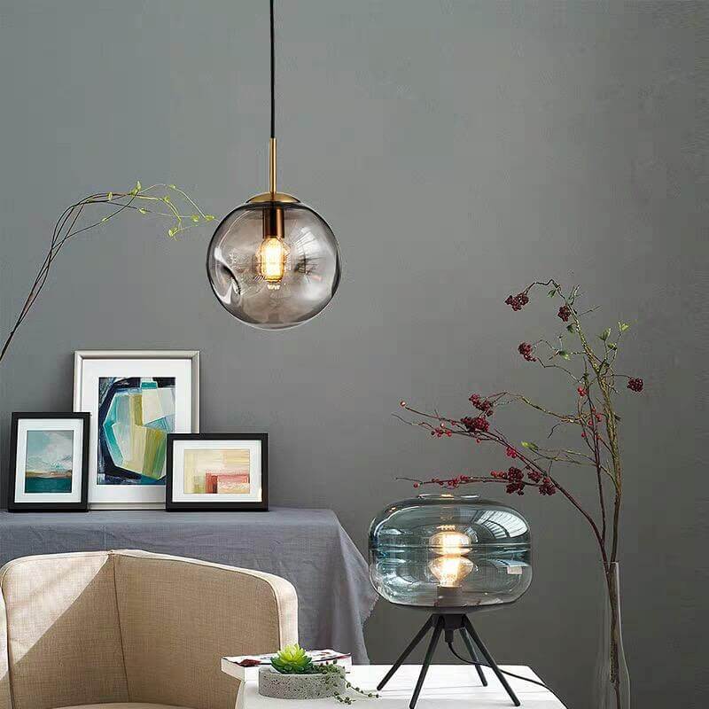 Elegant Sfærisk Glas Pendellampe - 25cm