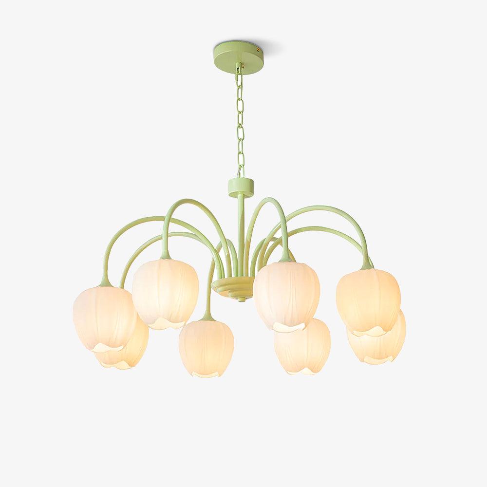 Elegant Matcha Lysekrone i Tulipandesign