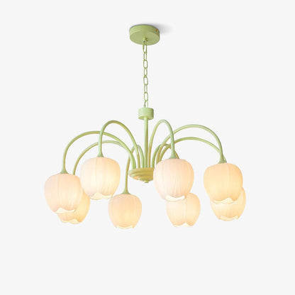 Elegant Matcha Lysekrone i Tulipandesign