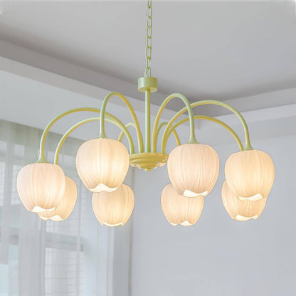 Elegant Matcha Lysekrone i Tulipandesign