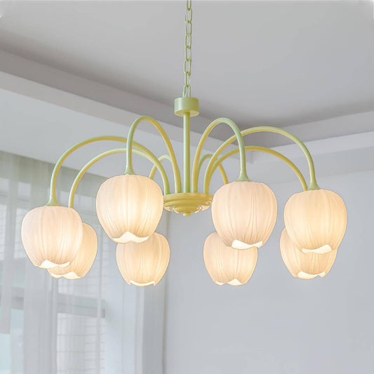 Elegant Matcha Lysekrone i Tulipandesign