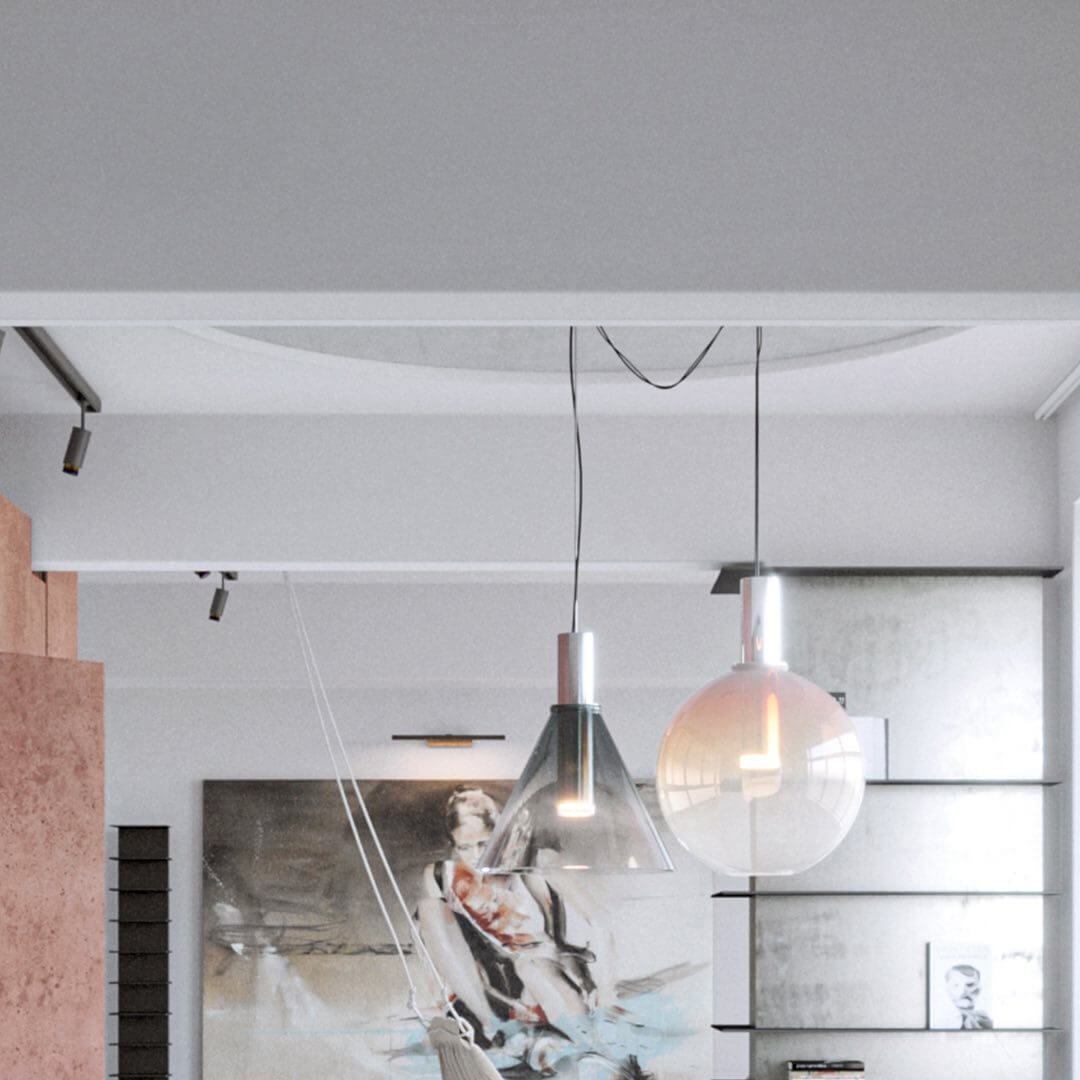 Elegant Pendel Lampe i Glas & Metal - Isabel