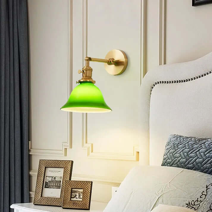 Justerbar Væglampe i Grønt Glas - Vintage Stil