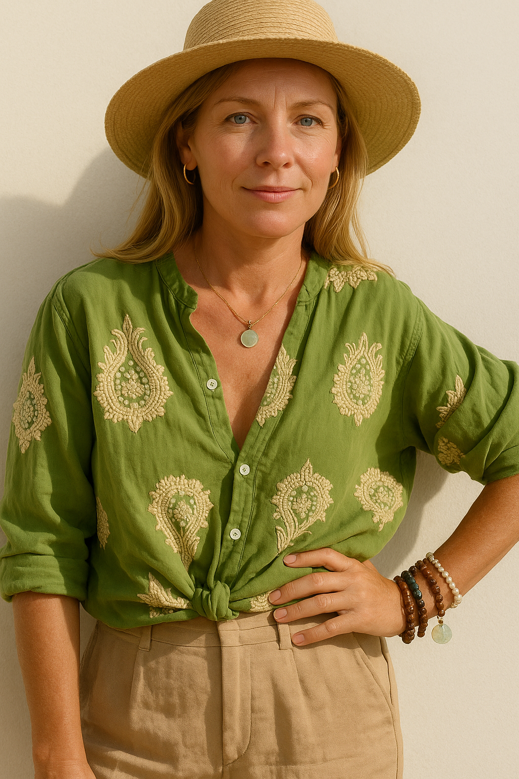 "Chic sommerbluse til damer, letvægts og åndbar, elegant print, perfekt til solrige dage, flerfarvet"