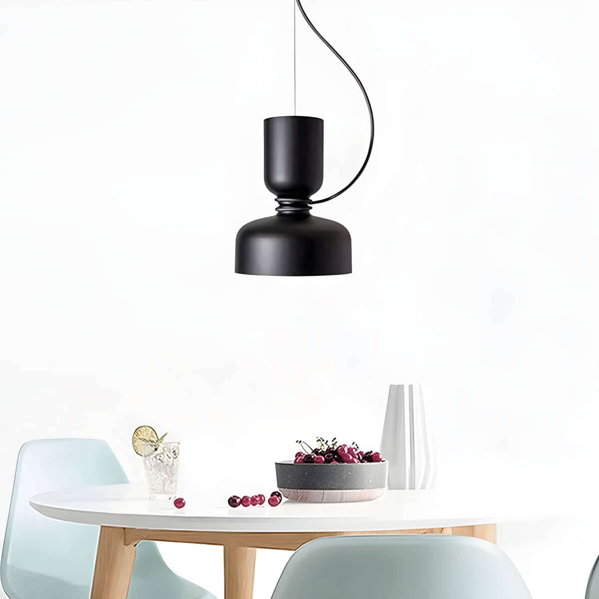 Geometrisk Pendellampe i Sort, Hvid & Grå