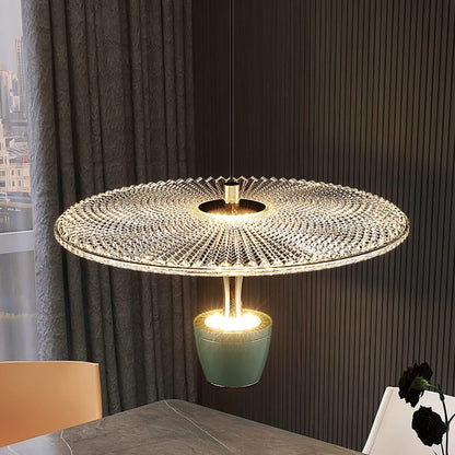 Moderne LED-Pendellampe, Diskformet Design