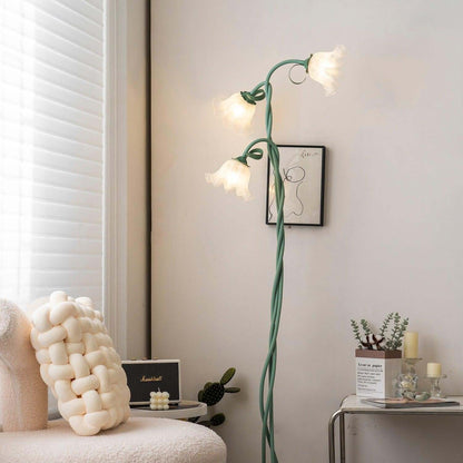 Elegant Blomster Gulvlampe i Mat Grøn