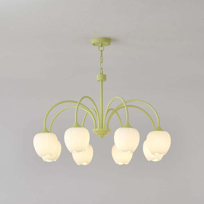 Elegant Matcha Lysekrone i Tulipandesign