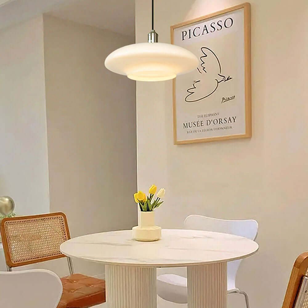 Elegant Hvid Glas Pendel - Moderne Design